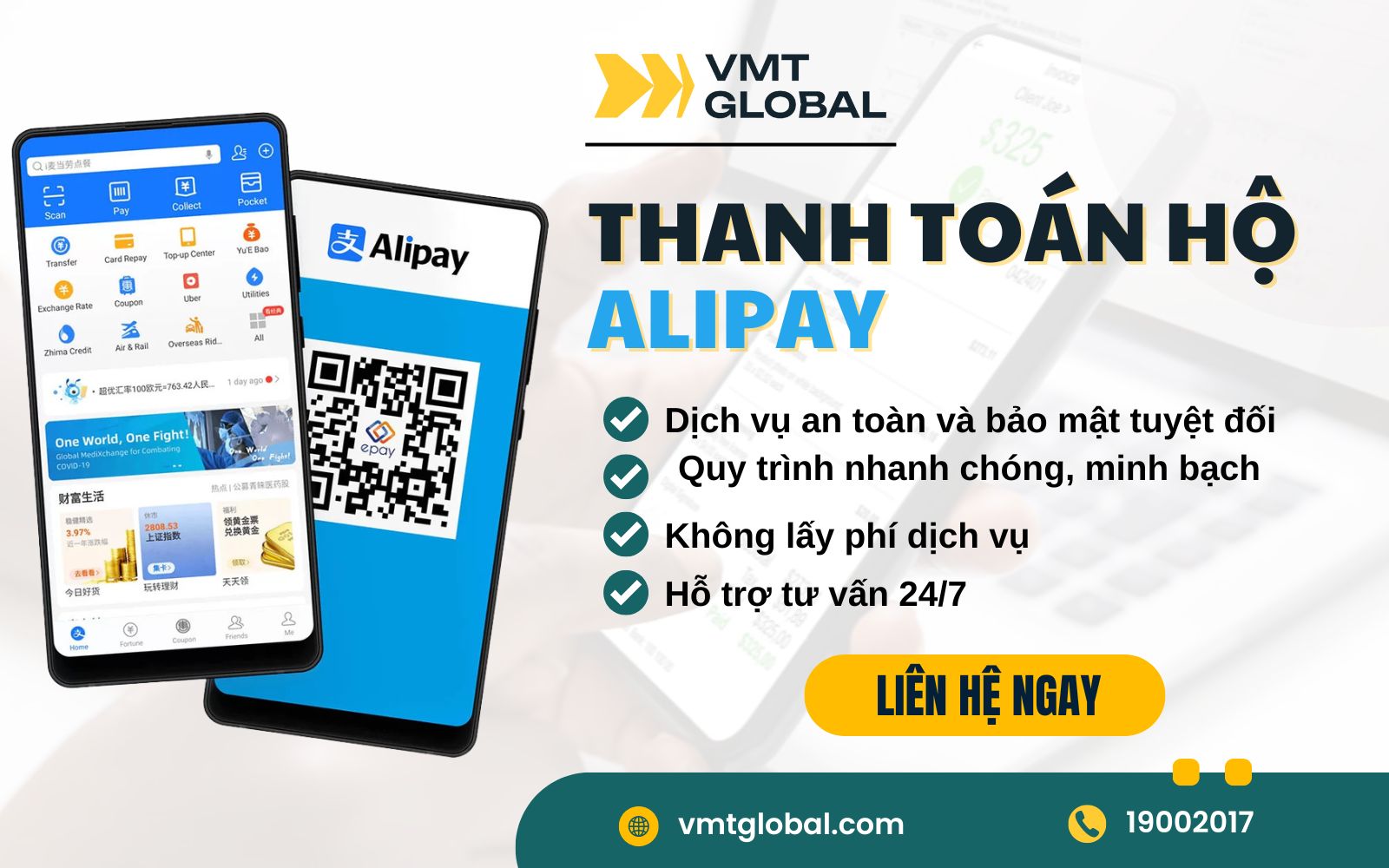 Dịch vụ thanh toán hộ Alipay an toàn tại VMT Global