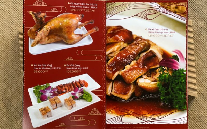 các kích thước menu phổ biến
