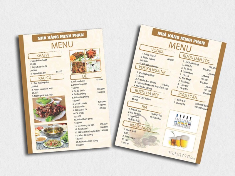 gợi ý kích thước menu