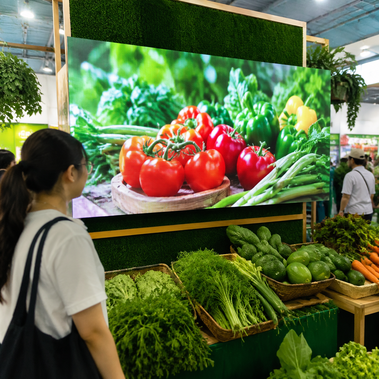 Màn hình LED giúp gian hàng nông sản nổi bật hội chợ